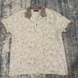 Classic White and Tan Polo Shirt